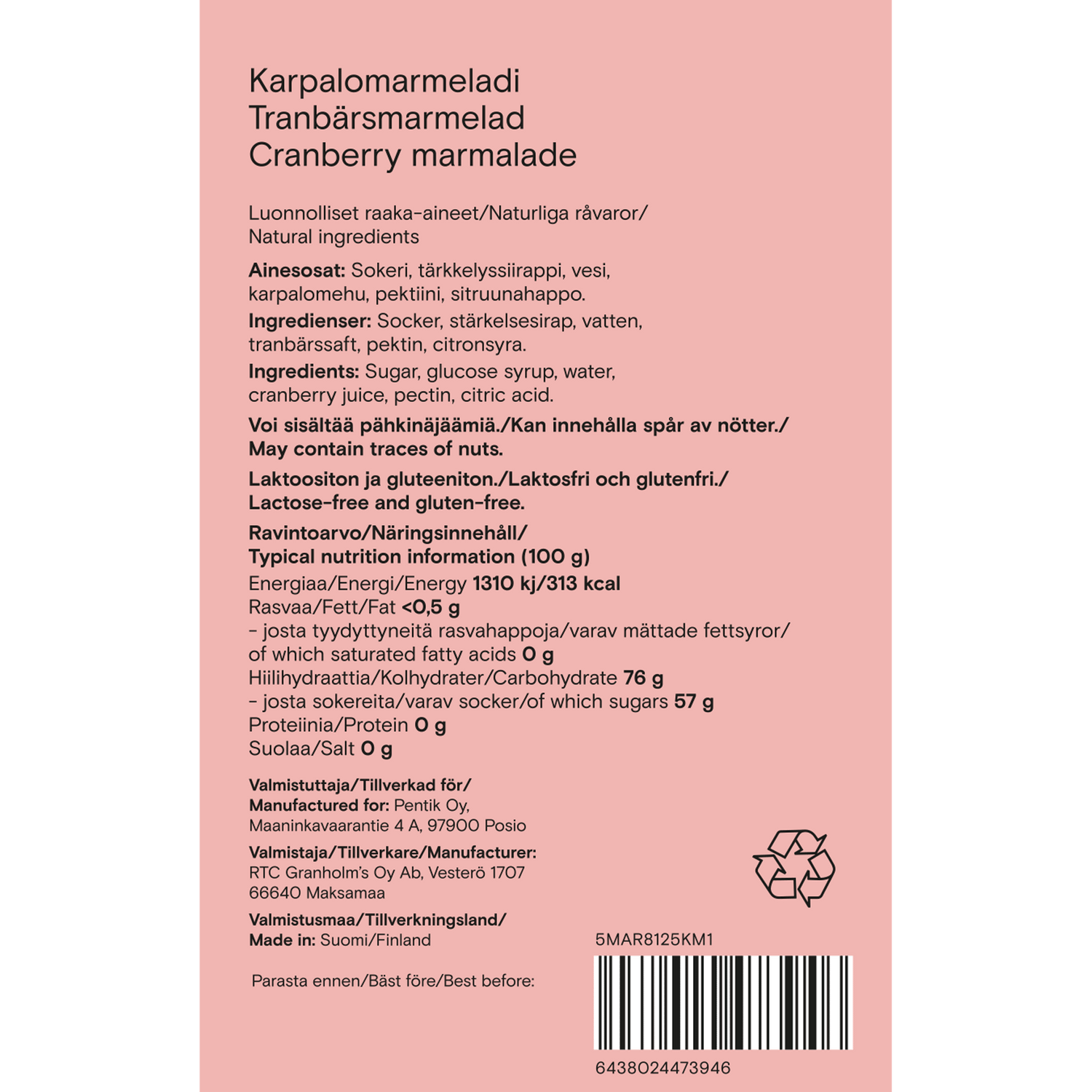 Karpalo Marmeladimakeinen - PENTIK - Kattaus/Herkut/Makeiset ja pikkuleivät