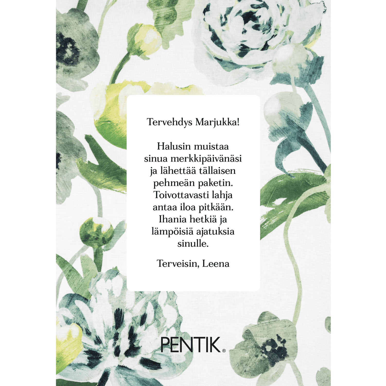 Lahjapaketointi Freesia - kortilla - PENTIK -