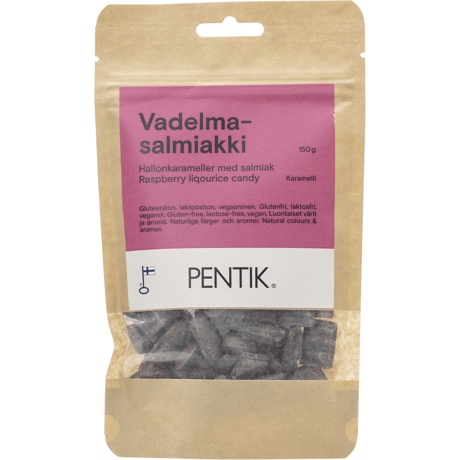 Vadelmasalmiakkikaramelli - PENTIK - Kattaus/Herkut/Makeiset ja pikkuleivät