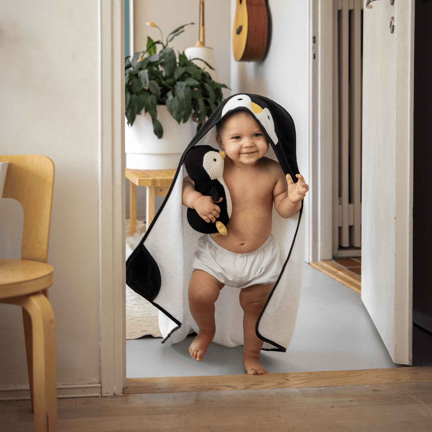Pingviini Huppupyyhe - PENTIK - Tekstiilit/Kylpyhuonetekstiilit/Käsi - ja kylpypyyhkeet