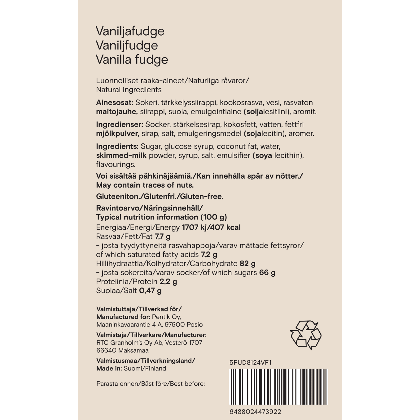 Vaniljafudge - PENTIK - Kattaus/Herkut/Makeiset ja pikkuleivät