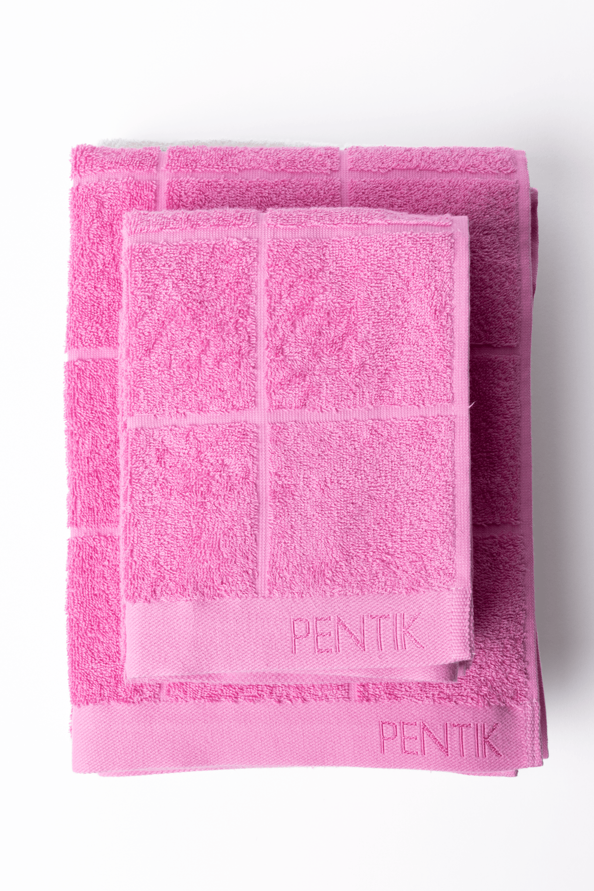 2 x Ruutu käsipyyhe + 2 x Ruutu kylpypyyhe pinkki - PENTIK - Tekstiilit/Kylpyhuonetekstiilit/Käsi- ja kylpypyyhkeet